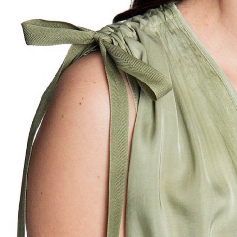 Frye. - Women’s Viscose draw string shoulder sleeveless maxi dress light green S - Picture 4 of 12